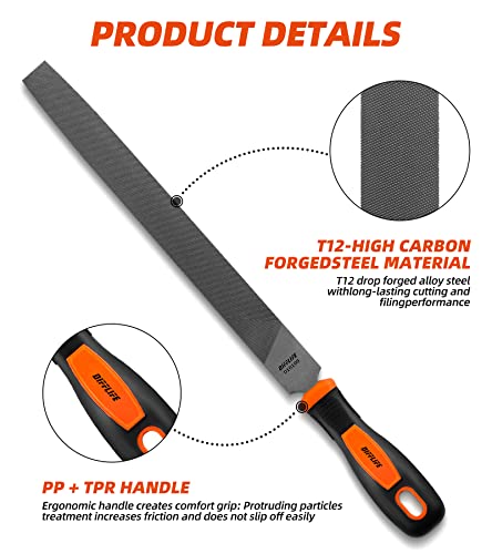 Difflife 10'' Needle File Flat File Handles, Hardened Alloy Strength Steel #TOP2