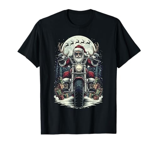 Lustiger Biker Weihnachtsmann Motorrad Weihnachten T-Shirt