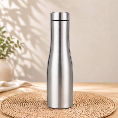 Image of Kin-Kart Water Bottles 1000 ml Stainless Steel Water Bottle 1 Litre | Eco friendly Steel BPA Free Leakproof Water Bottles for School, Office, Home, Gym (BELL BOTTOM, SILVER)