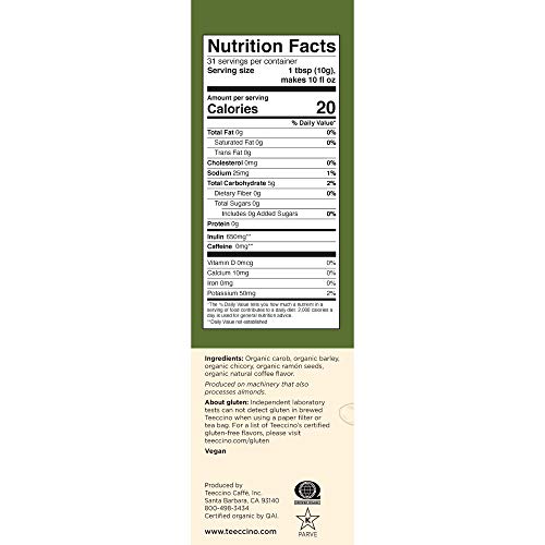 Teeccino Chicory Coffee Alternative – French Roast – Ground Herbal Coffee That’s Prebiotic, Caffeine-Free & Acid Free, Dark Roast, 11 Ounce #TOP3