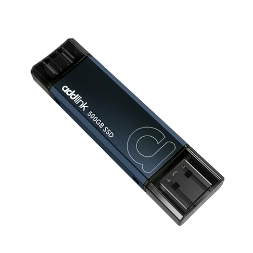 Addlink P50 500GB �O�t��SSD USB C �ő�1,050MB/�b USB 3.2 Gen2 Type-C + USB A�������[�X�e�B�b�N iPhone 15,16,17/Mac/iPad/Android�t�H��/�m�[�g�p�\�R��/PS5/