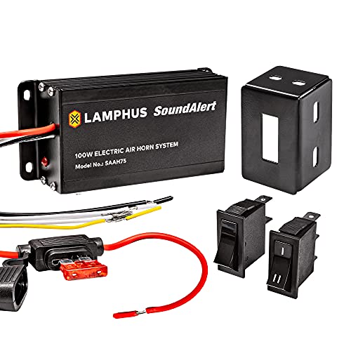 SoundAlert 12V 100W Electric Police Air horn Amplifier [Hands-Free] Train Truck Police Siren Horn for Vehicles Truck UTV ATV Car POV