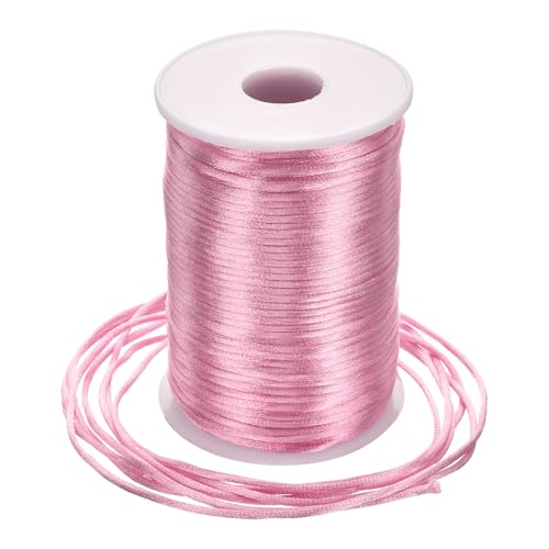 Rebower Nylon Satin Cord 2.5mm, 109 Yard Nylon String for Bracelet Braided Thread [for Jewelry Making Necklace Chinese Knot Craft] - Pink