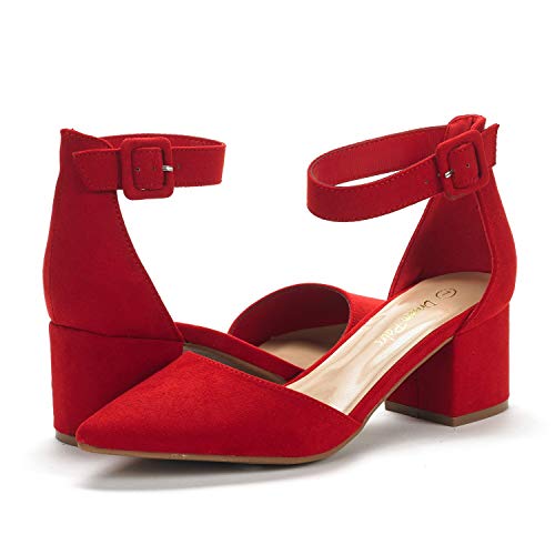DREAM PAIRS ANNEE Pointed Toe Low Chunky Heels Pump Shoes - Image 4