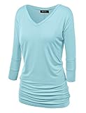 Mirity Womens 3/4 Sleeve Boat Neck Cute Solid Shirring Dolman Drape Tops