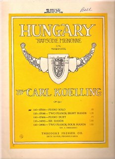 Sheet music Hungary Rapsodie Mignonne for the Pianoforte Book