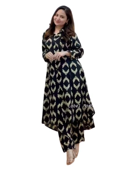 Womens Cotton Printed A-Line Anarkali Kurti and Pant Set_GK_CREAM-BLACK-CO-ORD-SET-0043 - Review, Price and Buying Guide