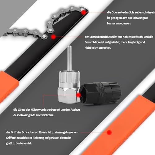 Fengzio Fahrrad Kettenpeitsche mit Zahnkranzabzieher und Abzieher Universal kassettenabzieher kettenpeitsche und abzieher Set Kassettenabzieher Kit