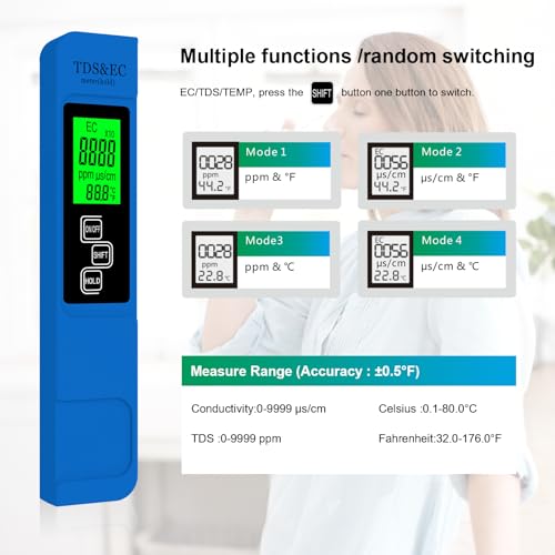 Njty A5-BLUE 𝐌𝐨𝐬𝐭 𝐀𝐜𝐜𝐮𝐫𝐚𝐭𝐞 𝐒𝐨 𝐅𝐚𝐫 4-In-1 Instant Read Tds Meter thumb #1