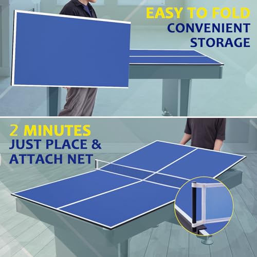 Ping-Pong-Table-Top-84-Foldable-Ping-Pong-Table-Topper-for-Pool-Table-Indoor-Outdoor-Mid-Size-Table-Tennis-Conversion-Top-with-Net-Premium-Foam-Padding-Lightweight-and-Portable Ping Pong Table Top 84 Foldable Ping Pong Table Topper for Pool Table Indoor Outdoor Mid Size Table Tennis Conversion Top with Net Premium Foam Padding Lightweight and Portable