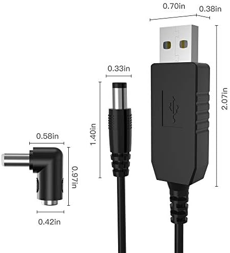 USB DC 5V to 12V Step Up Voltage Converter Cable for Echo Dot, Ancable USB to DC 5.5 * 2.1mm Jack 12V Charger Cord with 7 Selectable Connector Tips Compatible with Echo Dot and Echo Dot 3rd Generation