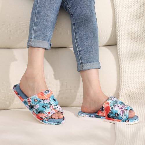 Image of shevalues Summer House Slippers for Women Men Breathable Waffle Indoor Slippers Slip-on Open Toe Home Shoes