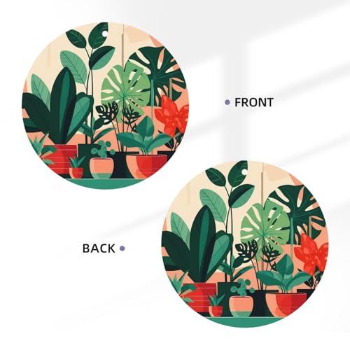 Hojas aromáticas para auto con plantas verdes en maceta miniatura 3