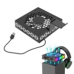 Cooling Fan for Series X, Intelligent Temperature Control Auto Mode Cooling System RGB Lights Console Cooler with Headset Holder