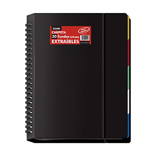 DOHE - Porte-vues de 30 pochettes PP (80 mic) Détachable Noir