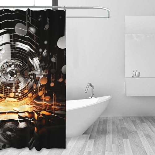 Rideau de douche imperméable robuste et lavable à motif clefs de musique rustique - 6