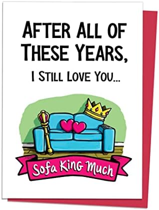 Funny Adult Valentine's Day Card | I Love You Sofa King Much | Dad Joke Valentine's Card | Suggestive Valentine's Card | A7 Size - 5x7 Greeting Cards by CC Studio