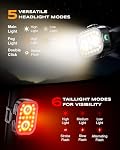 WOCBUY Lampes à vélo, ultra-minces & Léger allume-bicyclettes rechargeables, [5+6 modes] USB-C Lumières de vélo avant et arrière, IP65 Lampes à vélo imperméables pour la nuit Riding Road Mountain Cycling