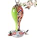 Grateful Gnome - Hummingbird Feeder - Hand Blown Glass - Wildflower Tower - 30 Fluid Ounces