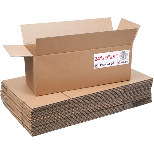 Image of Large Cardboard Boxes 9 inchL x 9 inchW x 24 inchH, Pack of 20 | USA-Made Packing Boxes for Moving, Shipping, or Storage - USPS, UPS, FedEx Approved - Professional Packing Supplies