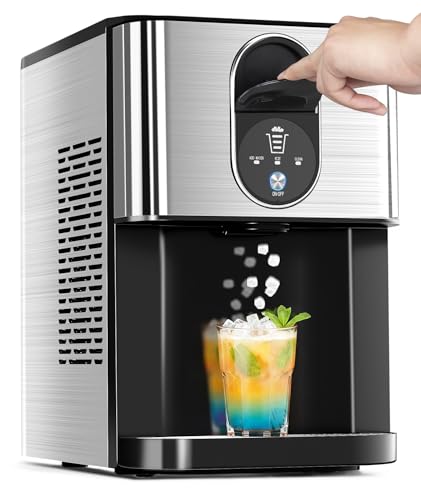 Cowsar Countertop Nugget Ice Maker 44lbs/24H Soft Pellet Ice Machine with Dispenser 2.4L Removable Water Tank One-Click Operation with Self-Cleaning ldeal for Home Kitchen Office Silver
