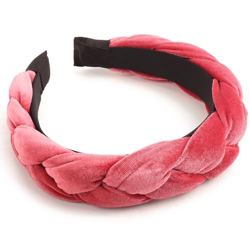 Image of DRESHOW Braided Headbands for Women Velvet Hair Hoop Elastic Criss Cross Hair Bands Accessories