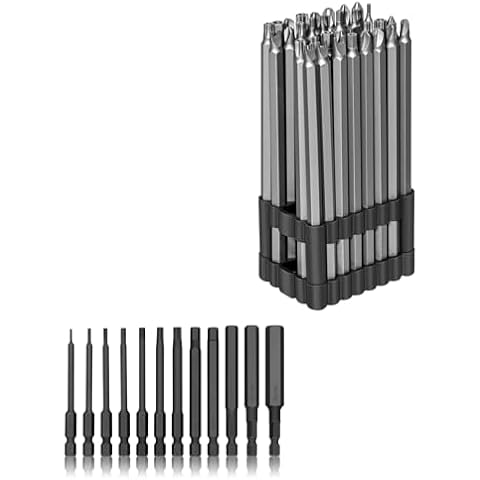 InPower 32pcs Extra Long Security Bit Set & 12pcs Hex Bit Set Cover