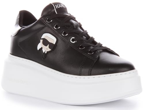 KARL LAGERFELD Anakapri Nft Lo Women's Karl Lace Platform Low Cut Trainers (Black Silver, US 8)