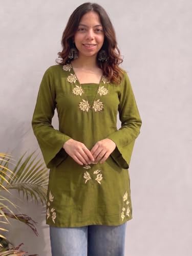 Image of ANNI Designer Cotton Short Kurti for Women | Stylish Kurti | Short Kurti Top | Casual Kurta for Women | Comfortable Cotton Kurtis for Womens