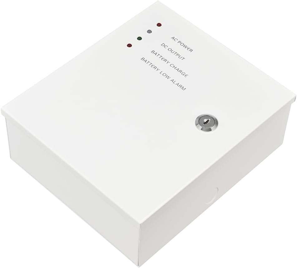 12V 5A Access Control Power Supply Box – Regulated DC Converter with Metal Enclosure, AC 110V–240V Input, Short-Circuit Protection, Battery Backup Link, for Door Lock, Entry & Security Systems