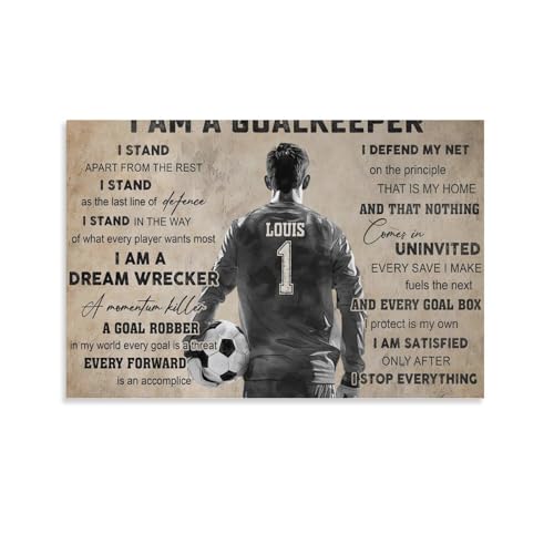 WLQZFRWV Poster su tela personalizzato con portiere di calcio, decorazione per camera da letto, ufficio, camera da letto, regalo, 30 x 45 cm
