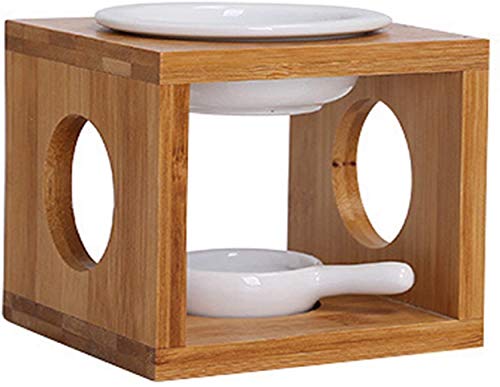 Quemadores de Aceites Esenciales de Cer�mica de Madera,MINGJIANG Quemador de Esencias Incienso Cera Difusor de Aromaterapia Humidificador,para SPA de Yoga Oficina en Casa Dormitorio Sala,80 ML