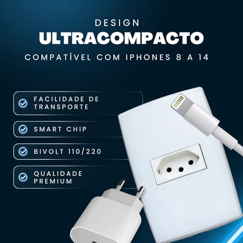 Cabo Usb-C-Lightning + Fonte Carregador Turbo 25W Compatível iPhone X Xr SE 11 12 13 14 Premium PARR