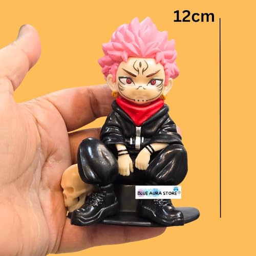 Image of Blue Aura Yuji Itadori Action Figure Height-12cm Collectible Multicolour PVC | Yu-ji Sitting AI Version