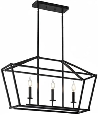 LALUZ Modern Farmhouse 3-Light Chandelier Foyer Pendant Island Light For Dining Room 3-Light 3 Large-D12 Inchx H18 Inch Painted,Antiqued,Aged