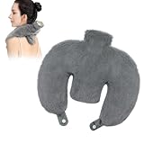 Nackenwärmflasche mit Flauschig Bezug, 1L Wärmflasche Nacken Schulter - Auslaufsicher, Abnehmbar & Waschbar, U-förmige Wärmflasche – Perfekt für Schmerzlinderung & Winterkomfort (Grau)