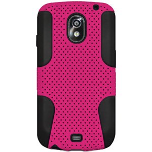 Amzer AMZ93999 Soft Skin Silicone-Perforated Polycarbonate Hard Hybrid Case for Samsung Galaxy Nexus I515, Samsung Galaxy Nexus L700 - Retail Packaging - Black/Hot Pink