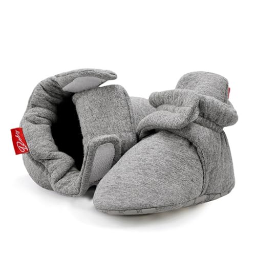 Baby Boys Girls Booties Non Skid Soft Sock Cotton Boots Infant Slippers Newborn First Walker Crib Shoes Dark Gray 11CM4