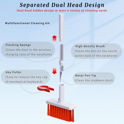 Image of Cerlink Keyboard Computer Cleaning Kit Brush with Keycaps for Keyboard Cleaner Laptop PC, 5 in 1 Cleaners Multi-Function Electronics Clean Tool Multibrush