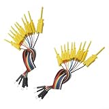 Eawfgtuw Kit sonda a clip per analizzatore logico a 20 pin con cavi a gancio per componenti hobby, tester USB, lunghezza 20 cm, clip a molla retrattili per un collegamento sicuro, (giallo)
