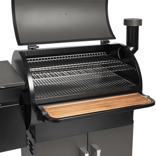 Bild 3 - BURNHARD Pelletsmoker FLINT, Räucherofen 70°C - 230°C, Pelletgrill inkl. Edelstahlroste, Holzschneidebrett, 2 Temperaturfühler und Abdeckhaube, Smoker