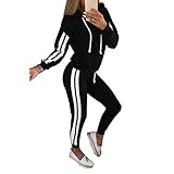 ❤ Stil --- Mode, großzügig. Diese Frauensportkleidung ist perfekt für alle Gelegenheiten wie Laufen, Outdoor, Sport, Fitness, Fitnessstudio, Alltagskleidung, Club, Streetwear, Freizeit, Party, Urlaub, Training. Sie ist eine gute Damen-Trainingsanzug-Set und kann auch als Schlafanzug verwendet werden Damen Loungewear