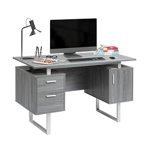 Techni Mobili Modern Office Desk with Storage, Gray