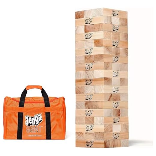 Jenga Official Giant JS7 - Jumbo Large Size Stacks to Over 5 feet, Includes Heavy-Duty Carry Bag, Premium Hardwood Blocks, Splinter Resistant, Precision-Crafted Known Trusted Brand Game