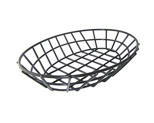 Cesta de rejilla negra GET para servir aperitivos y pan en mesas de restaurantes