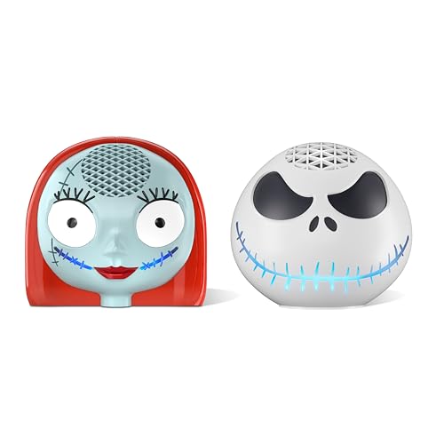 The Nightmare Before Christmas Fan Bundle: 2 Echo Dot (5th Gen, 2022) Charcoal, 1 Jack Skellington Shell and 1 Sally Stand