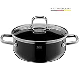 Material: Silargan - Funktionskeramik mit nickelfreien Oberflächen. Spülmaschinengeeignet, schneid-/ kratzfest, backofenfest, hitzebeständig bis 250°C (mit Deckel 180°C). Glas. Made in Germany