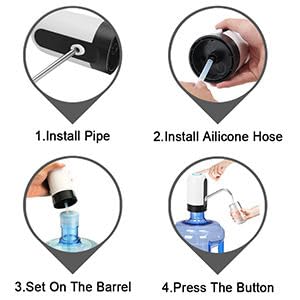 Image of VeeDee Portable Electric Water Dispenser - USB Rechargeable Universal Water Pump for 5 Gallon Jugs & 5-20L Bottles - Food Grade Silicone, One-Switch Operation for Kitchen, Office & Outdoor - Black