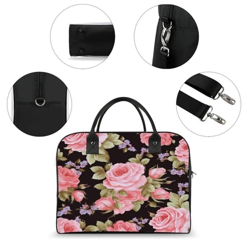 Bolso tote rosa con cierre y correa ajustable para laptop miniatura 6