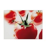 Dimensiones: 40 x 30 cm Zeller 26265 - Tabla de cortar de cristal con diseño de tomates, 40 x 30 centímetros